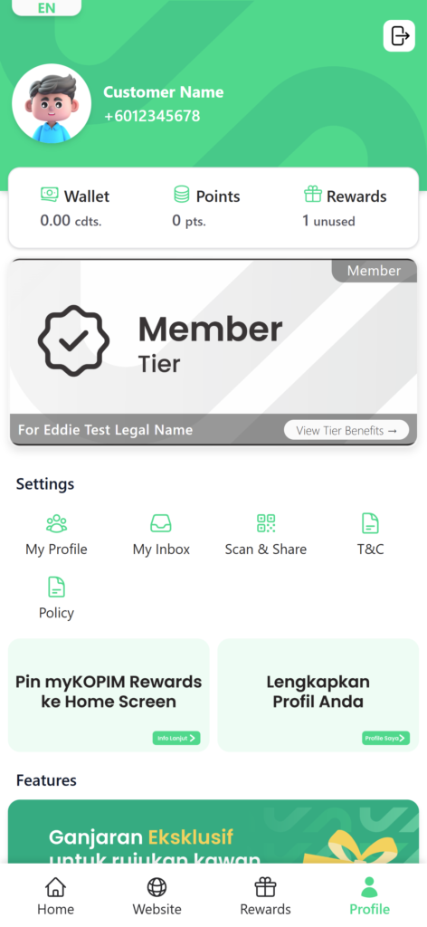 Customer Portal Profile CRM Loyalty In Malaysia